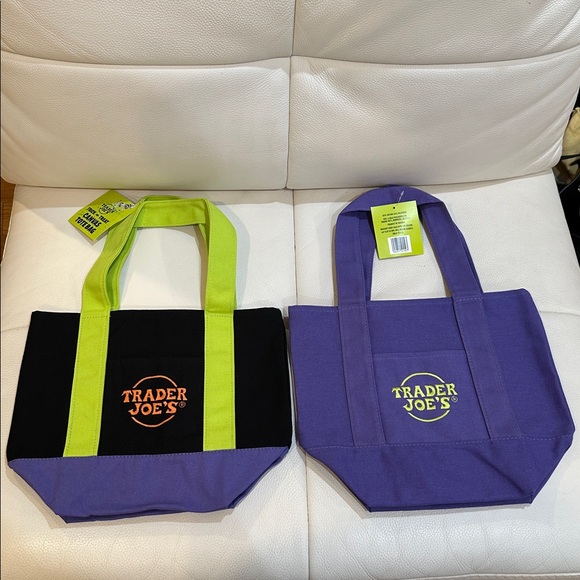 Trader Joe’s Handbags - NWT Trader Joe's Black & Purple Limited Edition Trick-or-Treat Mini Canvas Totes